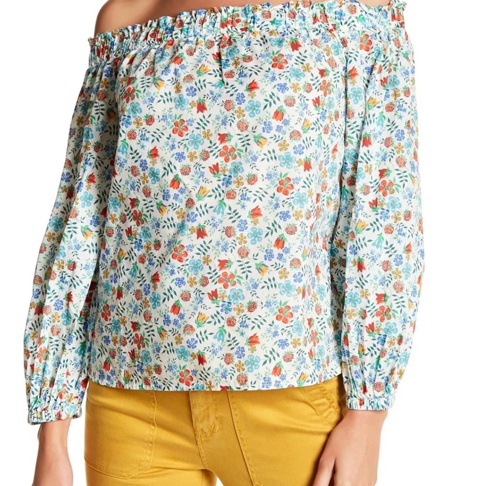 Jcrew floral top boat neck/ off shoulder